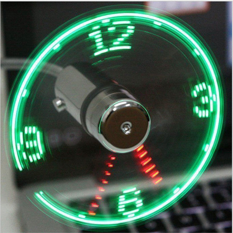Mini ventilador USB con reloj LED