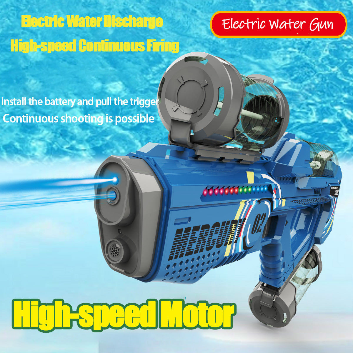 Pistola de agua eléctrica totalmente automática de verano con luz