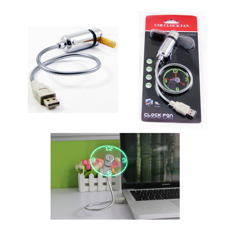Mini ventilador USB con reloj LED